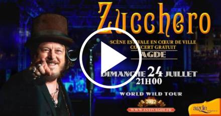 Agde - Zucchero en concert sur la scène flottante le 24 juillet