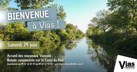 Vias - Une balade sur le canal du Midi avec les nouveaux Viassois ! Le 29 juin